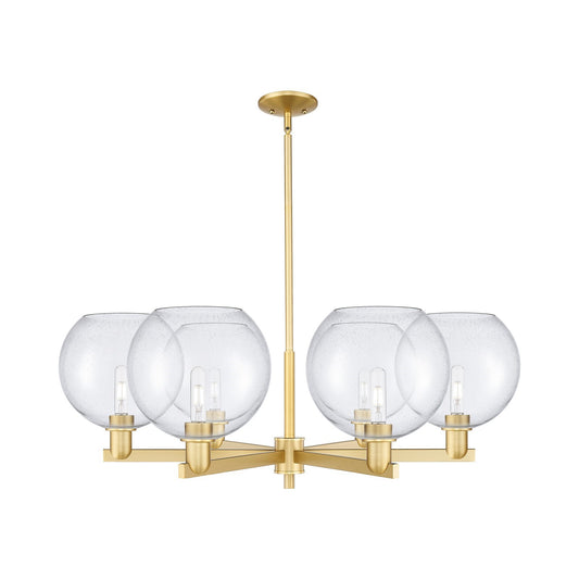 Innovations Athens 40in 6-Light Chandelier | Industrial Satin Gold Steel and Seedy Glass | Dining Room & Living Room | Model 716-6CR-SG-G124-10