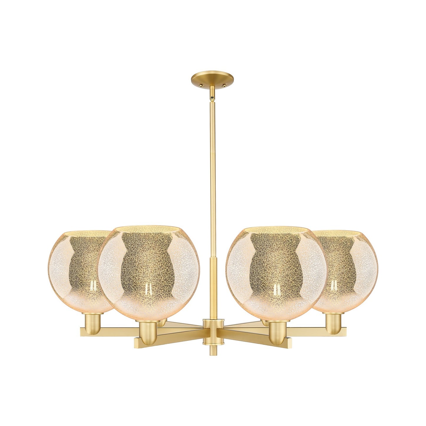 Innovations Athens 40in 6-Light Chandelier | Industrial Satin Gold Steel and Mercury Glass | Dining Room & Living Room | Model 716-6CR-SG-G128-10
