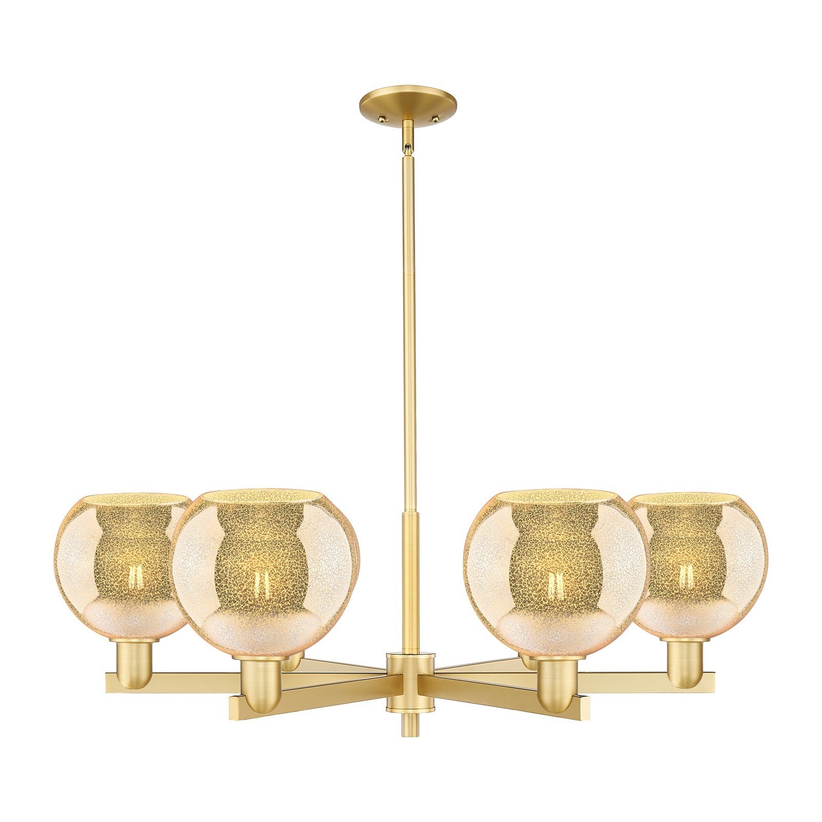 Innovations Athens 38in 6-Light Chandelier | Industrial Satin Gold Steel and Mercury Glass | Dining Room & Living Room | Model 716-6CR-SG-G128-8