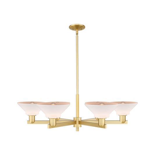 Innovations Orwell 38in 6-Light Chandelier | Industrial Satin Gold Steel and Matte White Glass | Kitchen Island & Dining Room | Model 716-6CR-SG-G131