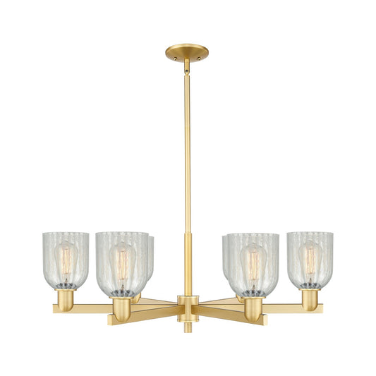 Innovations Caledonia 35in 6-Light Chandelier | Industrial Satin Gold Steel and Mouchette Glass | Dining Room & Living Room | Model 716-6CR-SG-G2511