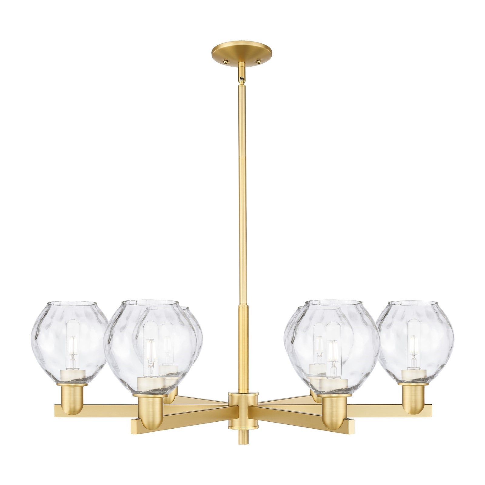 Innovations Waverly 36in 6-Light Chandelier | Industrial Satin Gold and Clear Glass | Kitchen Island & Dining Room | Model 716-6CR-SG-G362