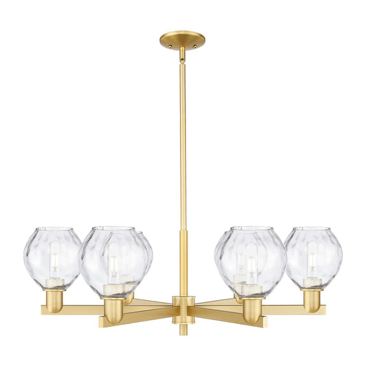 Innovations Waverly 36in 6-Light Chandelier | Industrial Satin Gold and Clear Glass | Kitchen Island & Dining Room | Model 716-6CR-SG-G362