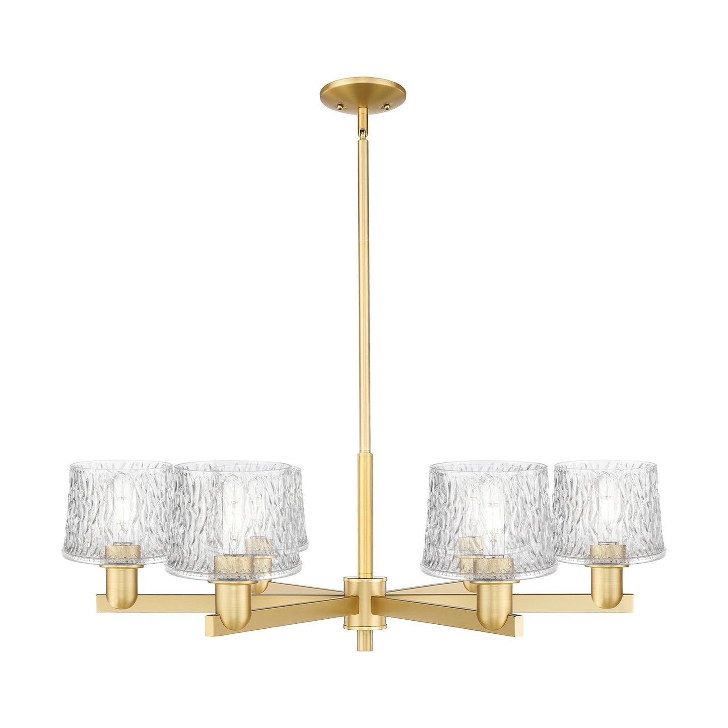 Innovations Niagara 36in 6-Light Chandelier | Industrial Satin Gold Steel and Clear Glass | Dining Room & Living Room | Model 716-6CR-SG-G402