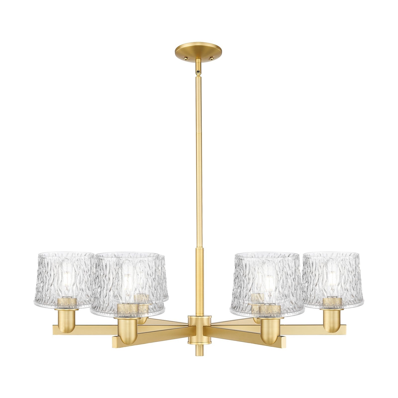 Innovations Niagara 36in 6-Light Chandelier | Industrial Satin Gold Steel and Clear Glass | Dining Room & Living Room | Model 716-6CR-SG-G402