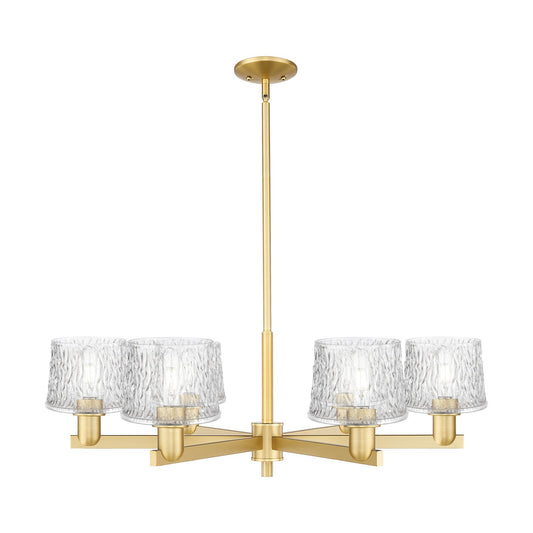 Innovations Niagara 36in 6-Light Chandelier | Industrial Satin Gold Steel and Clear Glass | Dining Room & Living Room | Model 716-6CR-SG-G402