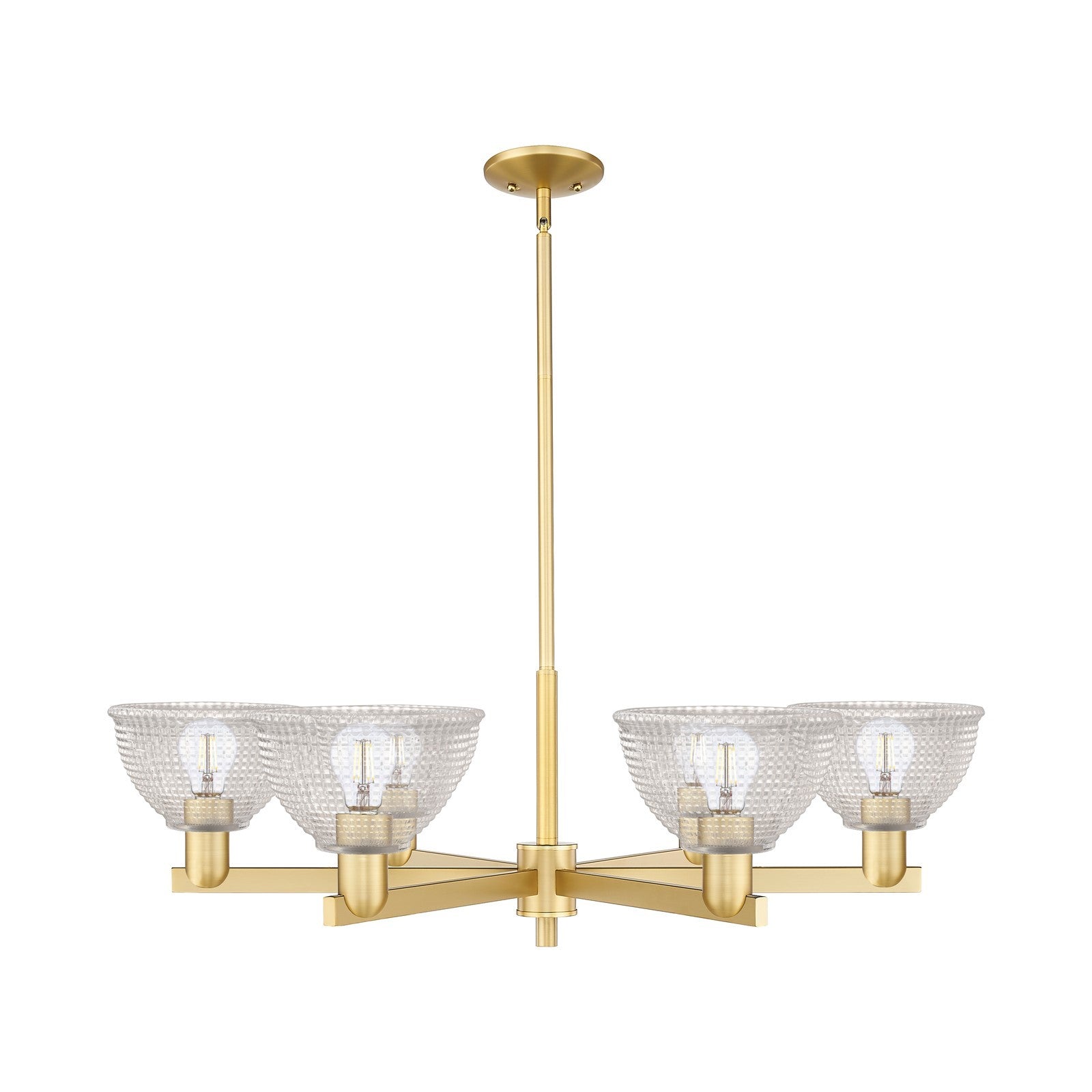Innovations Arietta 38in 6-Light Chandelier | Industrial Satin Gold Steel and Clear Glass | Dining Room & Living Room | Model 716-6CR-SG-G422
