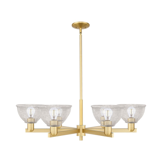 Innovations Arietta 38in 6-Light Chandelier | Industrial Satin Gold Steel and Clear Glass | Dining Room & Living Room | Model 716-6CR-SG-G422