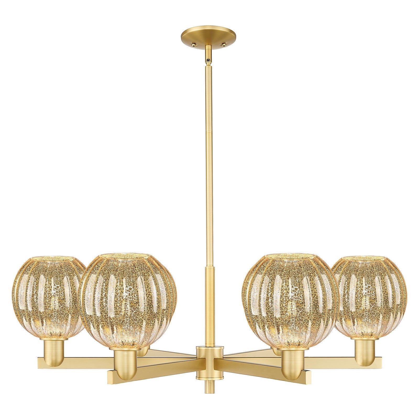 Innovations Preston Globe 37in 6-Light Chandelier | Industrial Satin Gold Steel and Mercury Glass | Dining Room & Living Room | Model 716-6CR-SG-G458-7ME