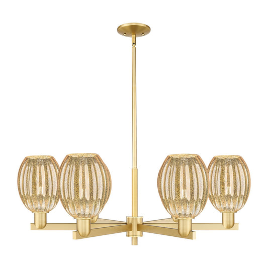 Innovations Preston Bulb 36in 6-Light Chandelier | Industrial Satin Gold Steel and Mercury Glass | Dining Room & Living Room | Model 716-6CR-SG-G459-6ME