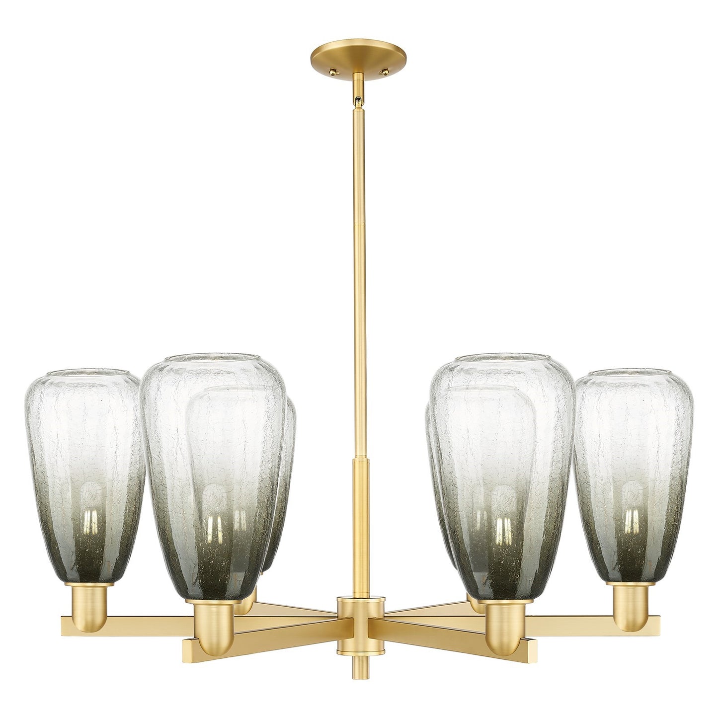 Innovations Brookhaven Almond 35.75in 6-Light Chandelier | Industrial Satin Gold Steel and Slate Glass | Dining Room & Living | Model 716-6CR-SG-G480-6SL