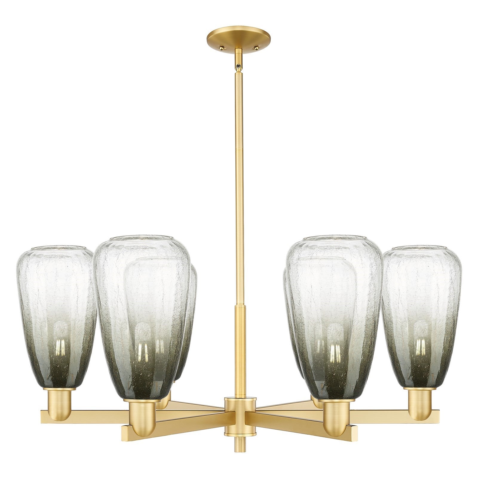 Innovations Brookhaven Almond 35.75in 6-Light Chandelier | Industrial Satin Gold Steel and Slate Glass | Dining Room & Living | Model 716-6CR-SG-G480-6SL