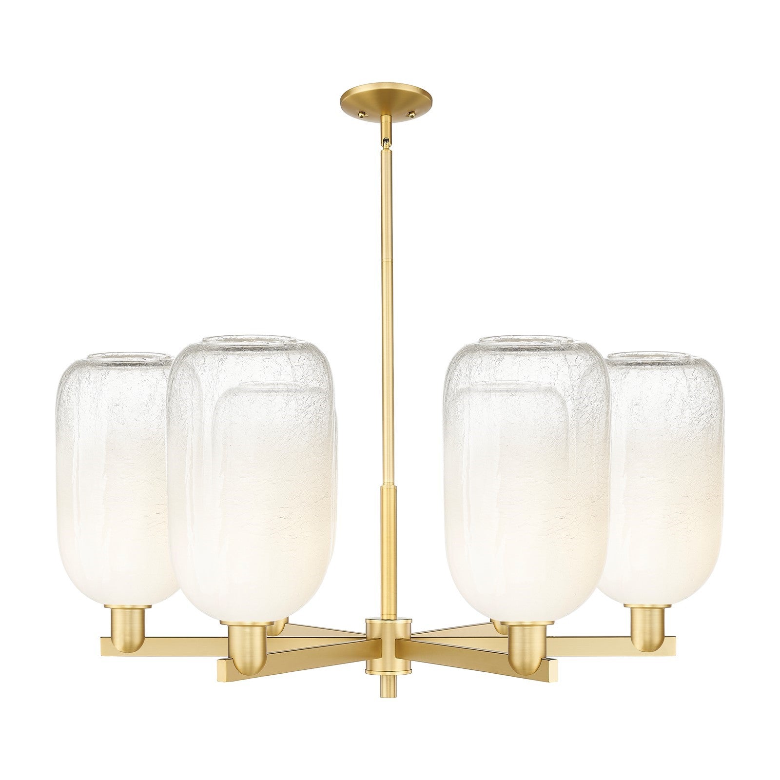 Innovations Brookhaven Cloche 37in 6-Light Chandelier | Industrial Satin Gold Steel and Opal Glass | Dining Room & Living Room | Model 716-6CR-SG-G482-7OP