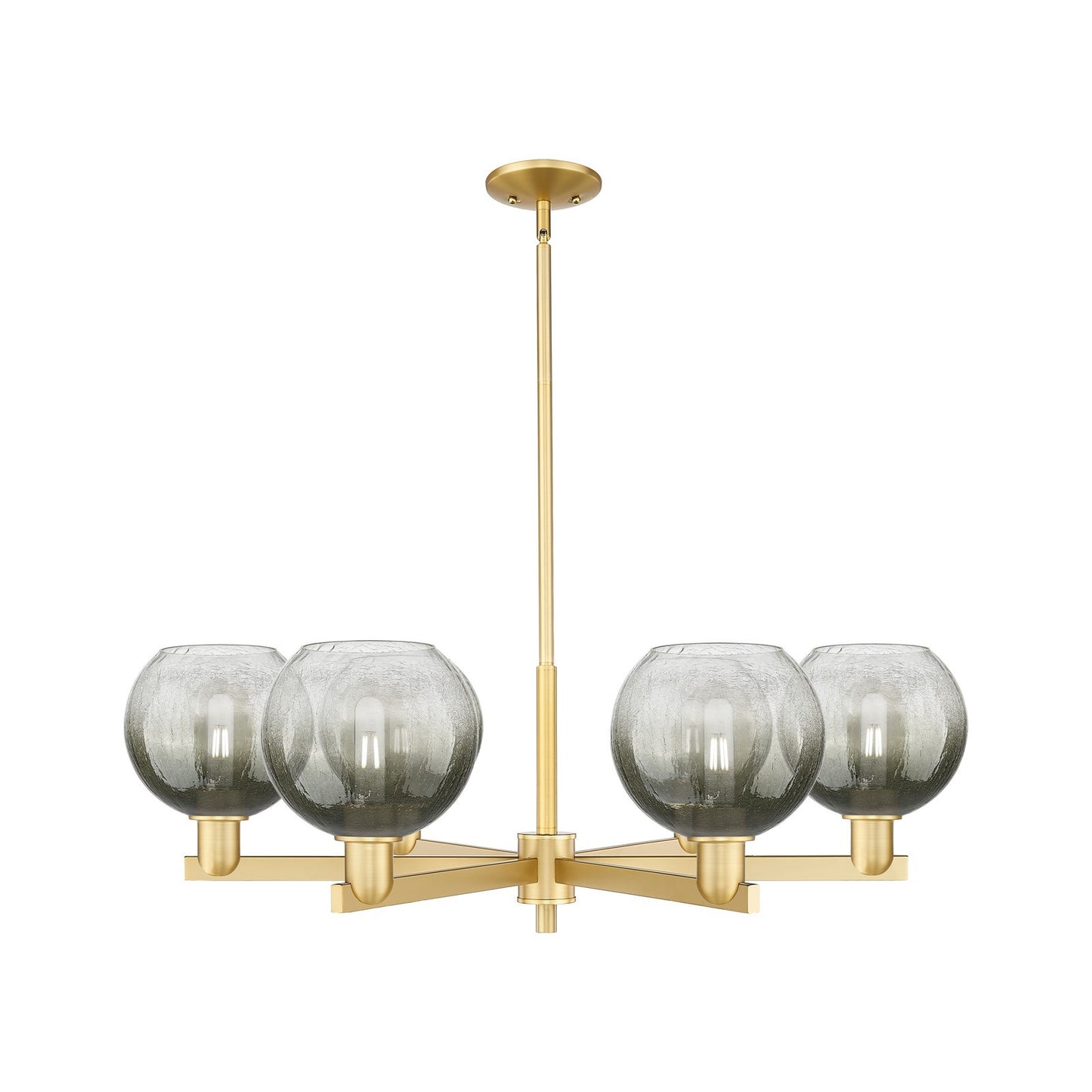 Innovations Brookhaven Globe 38in 6-Light Chandelier | Industrial Satin Gold Steel and Slate Glass | Dining Room & Living Room | Model 716-6CR-SG-G483-8SL