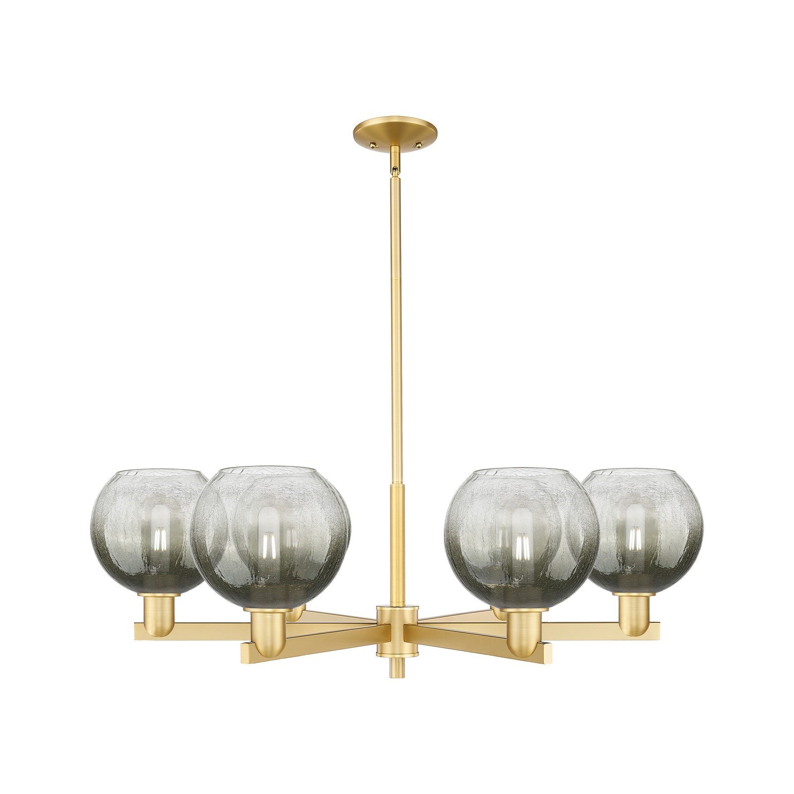 Innovations Brookhaven Globe 38in 6-Light Chandelier | Industrial Satin Gold Steel and Slate Glass | Dining Room & Living Room | Model 716-6CR-SG-G483-8SL