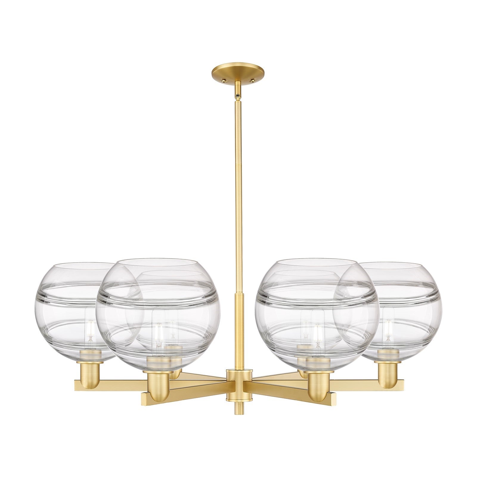 Innovations Rochester 40in 6-Light Chandelier | Industrial Satin Gold Steel and Clear Glass | Living & Dining Room | Model 716-6CR-SG-G556-10CL