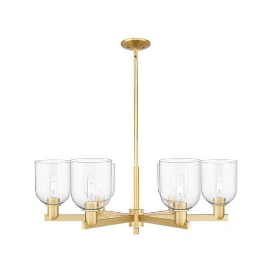 Innovations Bella 35in 6-Light Chandelier | Industrial Satin Gold and Clear Glass | Dining Room & Living Room | Model 716-6CR-SG-G558-6CL