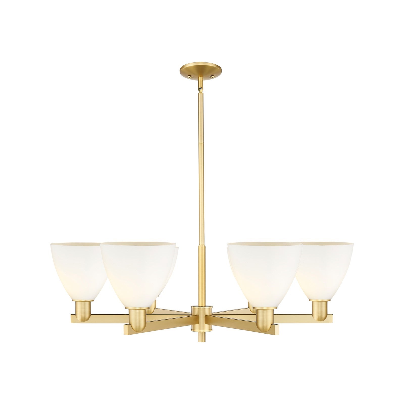 Innovations Bristol 37in 6-Light Chandelier | Industrial Satin Gold and Matte White Glass | Dining Room & Living Room | Model 716-6CR-SG-GBD-751