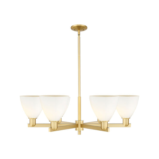 Innovations Bristol 37in 6-Light Chandelier | Industrial Satin Gold and Matte White Glass | Dining Room & Living Room | Model 716-6CR-SG-GBD-751