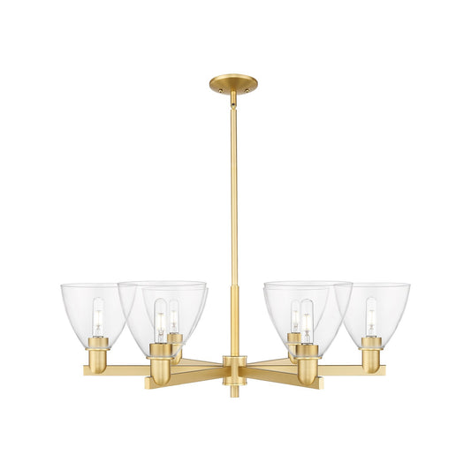 Innovations Bristol 37in 6-Light Chandelier | Industrial Satin Gold Steel and Clear Glass | Dining Room & Living Room | Model 716-6CR-SG-GBD-752