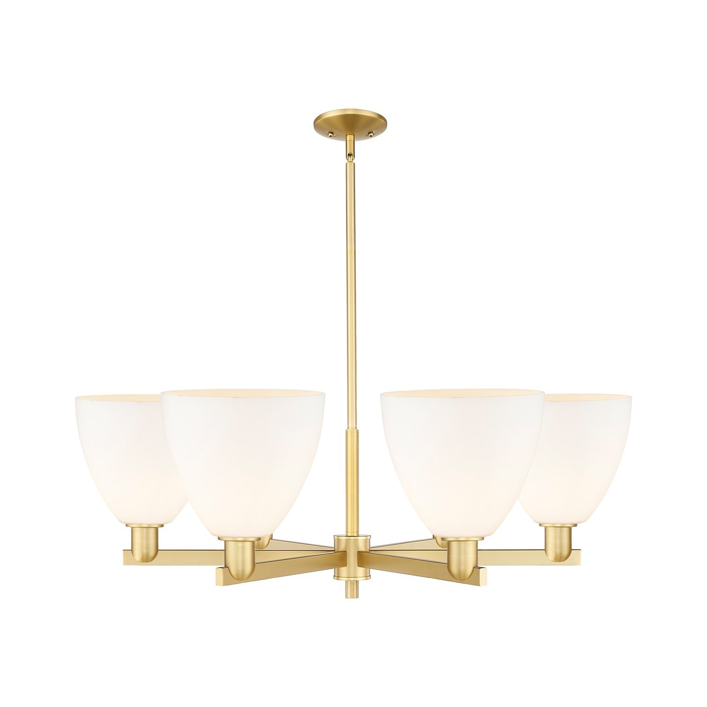 Innovations Bristol 39in 6-Light Chandelier | Industrial Satin Gold and Matte White Glass | Dining Room & Living Room | Model 716-6CR-SG-GBD-91