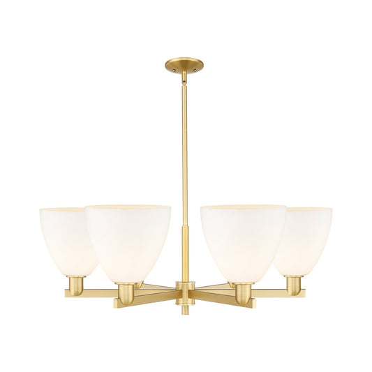 Innovations Bristol 39in 6-Light Chandelier | Industrial Satin Gold and Matte White Glass | Dining Room & Living Room | Model 716-6CR-SG-GBD-91