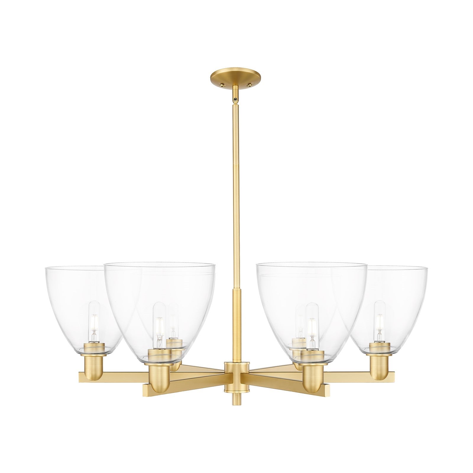 Innovations Bristol 39in 6-Light Chandelier | Industrial Satin Gold Steel and Clear Glass | Dining Room & Living Room | Model 716-6CR-SG-GBD-92