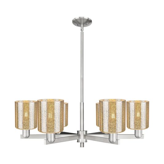 Innovations Cobbleskill 35in 6-Light Chandelier | Industrial Satin Nickel Steel and Mercury Glass | Dining Room & Living Room | Model 716-6CR-SN-G116