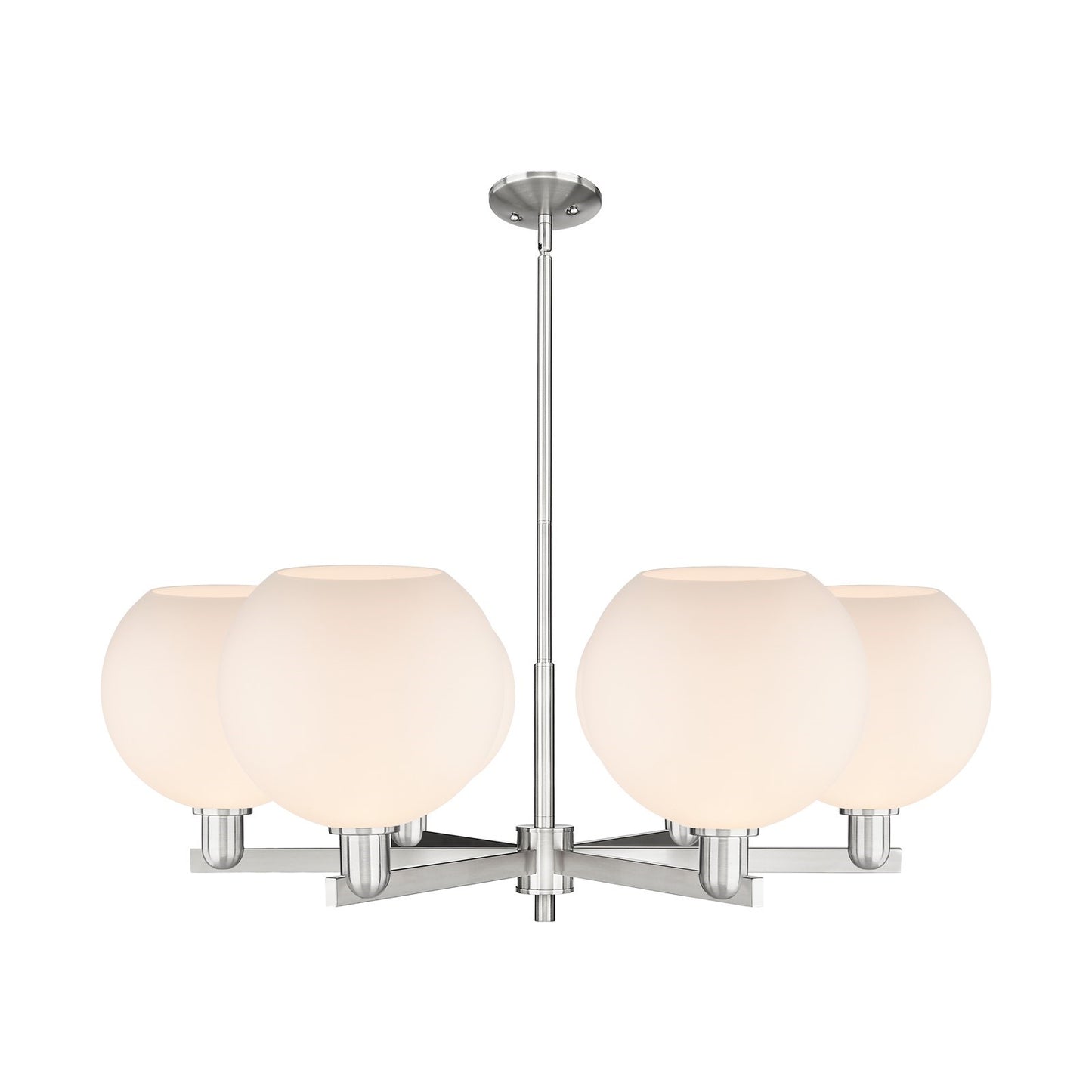 Innovations Athens 40in 6-Light Chandelier | Industrial Satin Nickel Steel and Matte White Glass | Dining Room & Living Room | Model 716-6CR-SN-G121-10