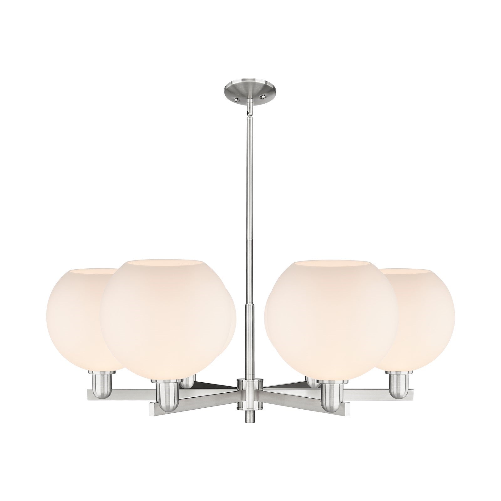 Innovations Athens 40in 6-Light Chandelier | Industrial Satin Nickel Steel and Matte White Glass | Dining Room & Living Room | Model 716-6CR-SN-G121-10