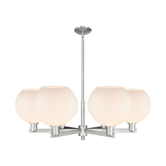 Innovations Athens 40in 6-Light Chandelier | Industrial Satin Nickel Steel and Matte White Glass | Dining Room & Living Room | Model 716-6CR-SN-G121-10