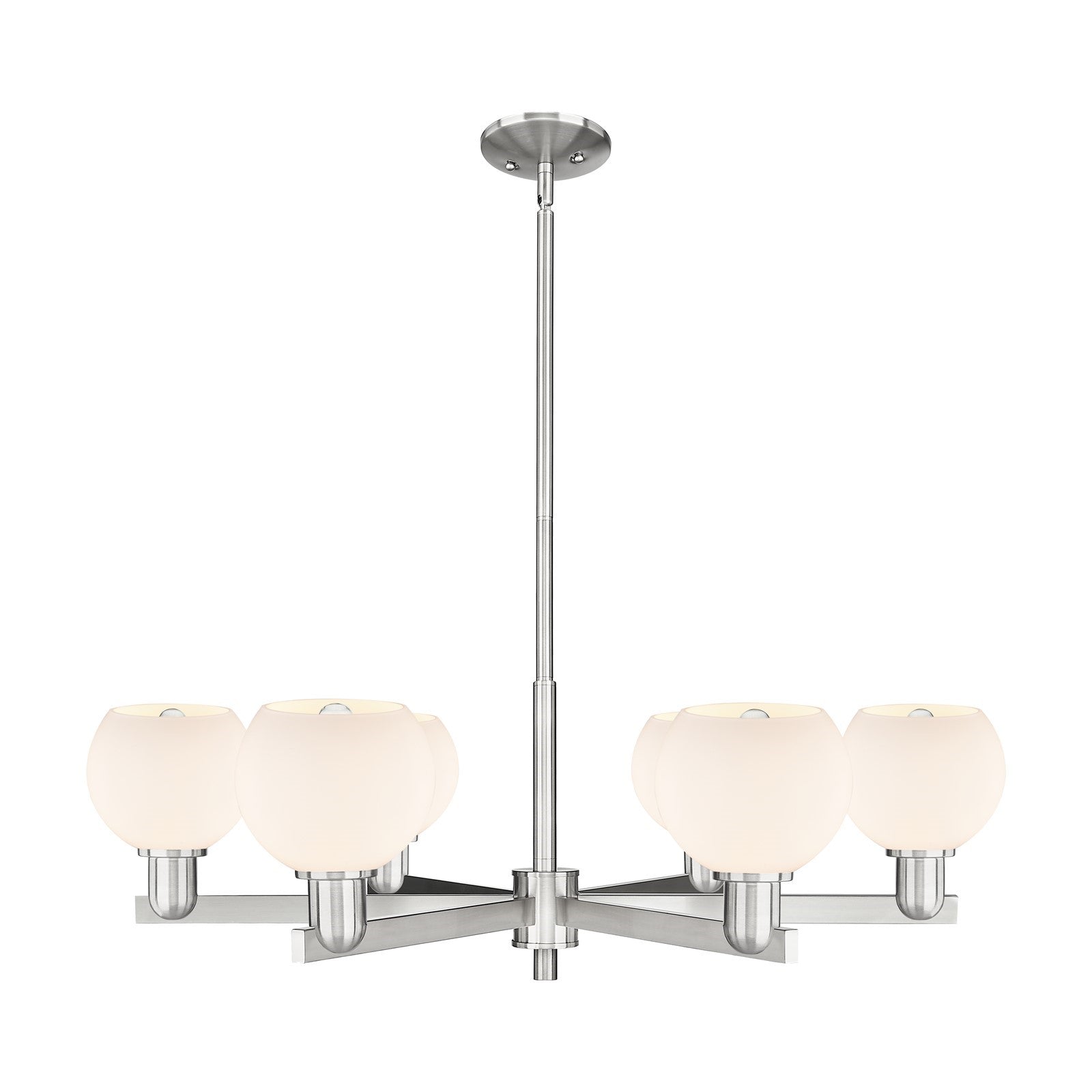 Innovations Athens 36in 6-Light Chandelier | Industrial Satin Nickel and Matte White Glass | Dining Room & Living Room | Model 716-6CR-SN-G121-6