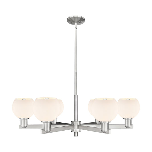 Innovations Athens 36in 6-Light Chandelier | Industrial Satin Nickel and Matte White Glass | Dining Room & Living Room | Model 716-6CR-SN-G121-6