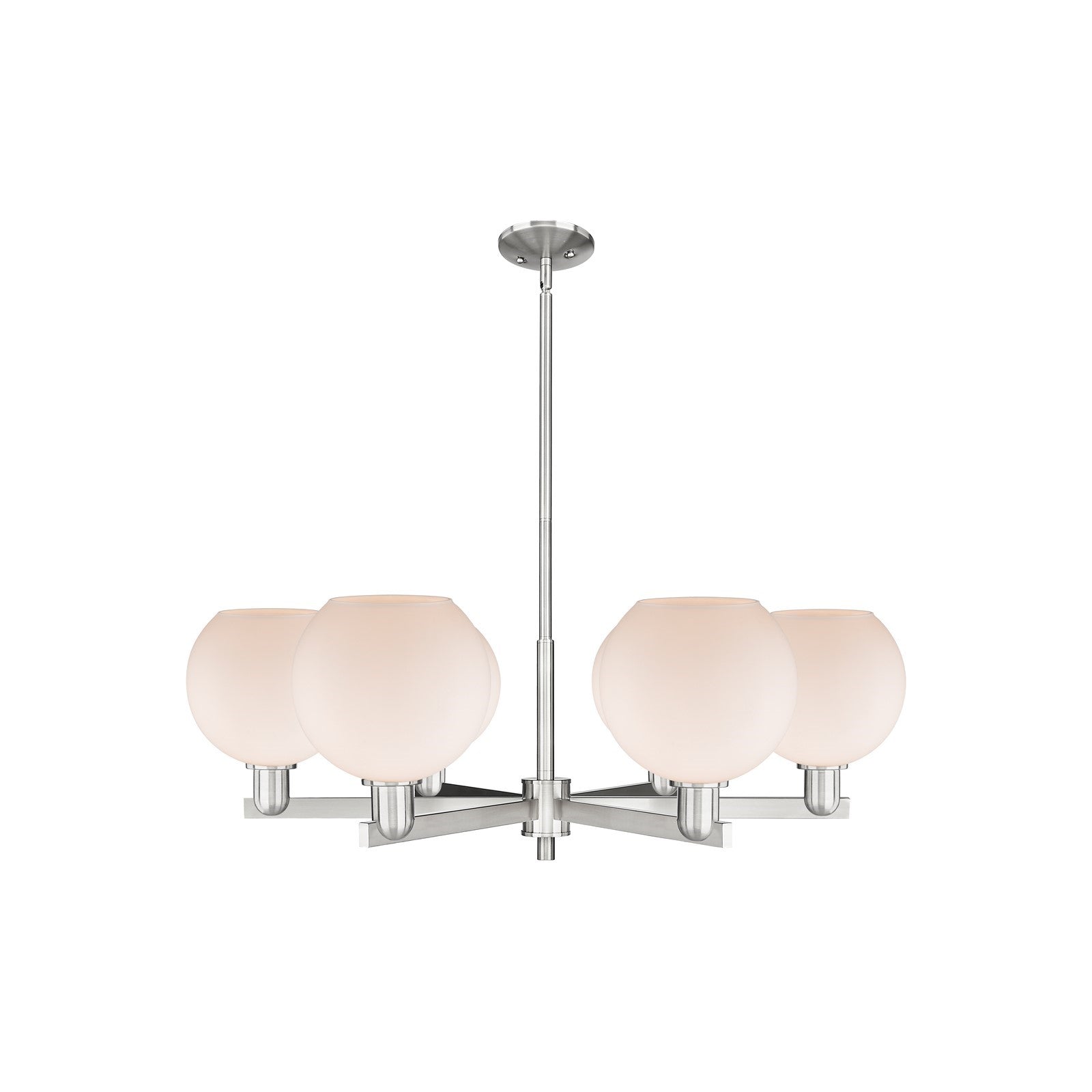 Innovations Athens 38in 6-Light Chandelier | Industrial Satin Nickel and Matte White Glass | Living Room & Dining Room | Model 716-6CR-SN-G121-8