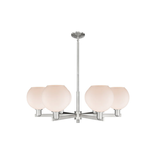 Innovations Athens 38in 6-Light Chandelier | Industrial Satin Nickel and Matte White Glass | Living Room & Dining Room | Model 716-6CR-SN-G121-8