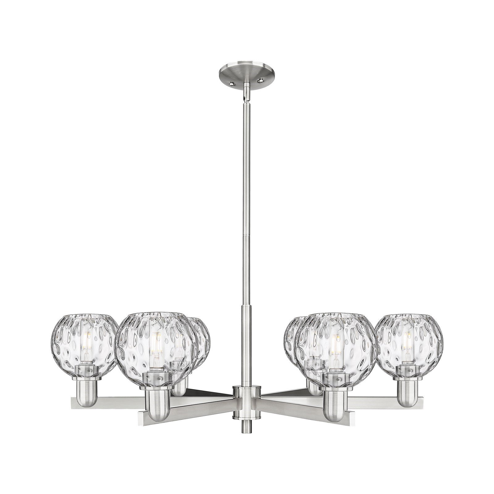 Innovations Athens 36in 6-Light Chandelier | Industrial Satin Nickel and Clear Water Glass | Dining Room & Living Room | Model 716-6CR-SN-G1215-6