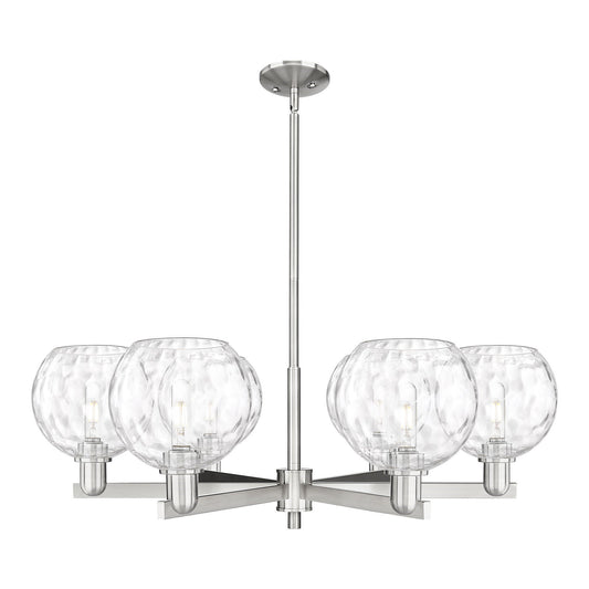 Innovations Athens 38in 6-Light Chandelier | Industrial Satin Nickel Steel and Clear Water Glass | Kitchen Island & Dining Room | Model 716-6CR-SN-G1215-8