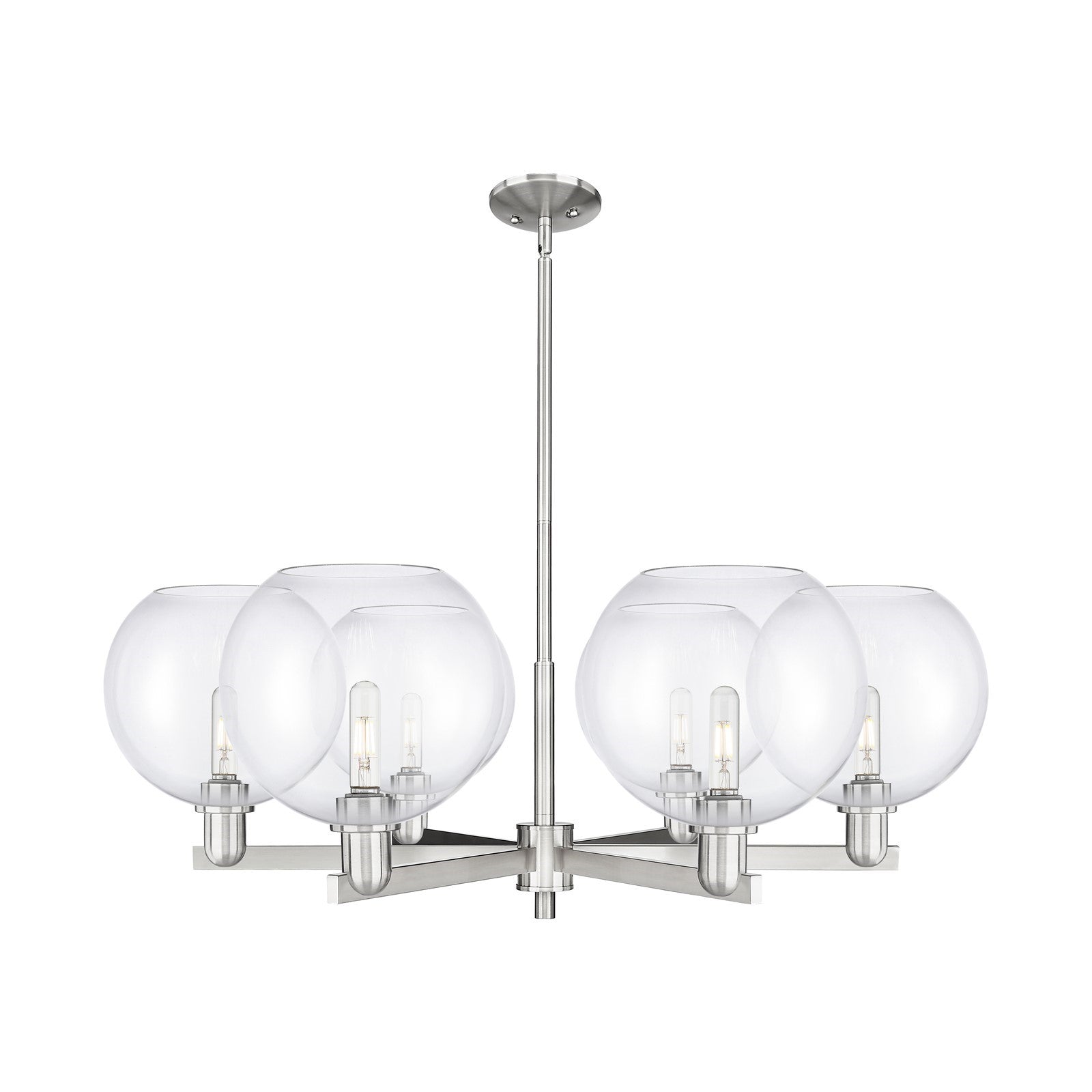 Innovations Athens 40in 6-Light Chandelier | Industrial Satin Nickel and Clear Glass | Dining Room & Living Room | 39.75 x 14 in | Model 716-6CR-SN-G122-10