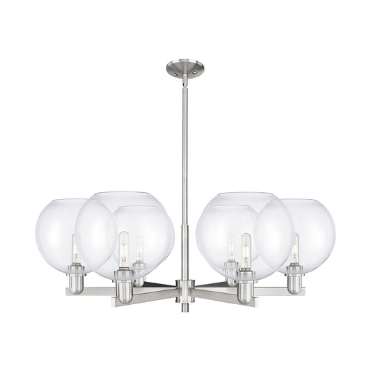 Innovations Athens 40in 6-Light Chandelier | Industrial Satin Nickel and Clear Glass | Dining Room & Living Room | 39.75 x 14 in | Model 716-6CR-SN-G122-10