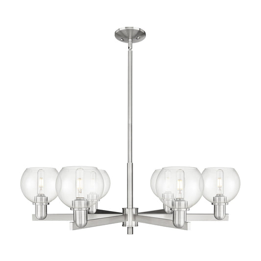 Innovations Athens 36in 6-Light Chandelier | Industrial Satin Nickel Steel and Clear Glass | Kitchen Island & Dining Room | Model 716-6CR-SN-G122-6