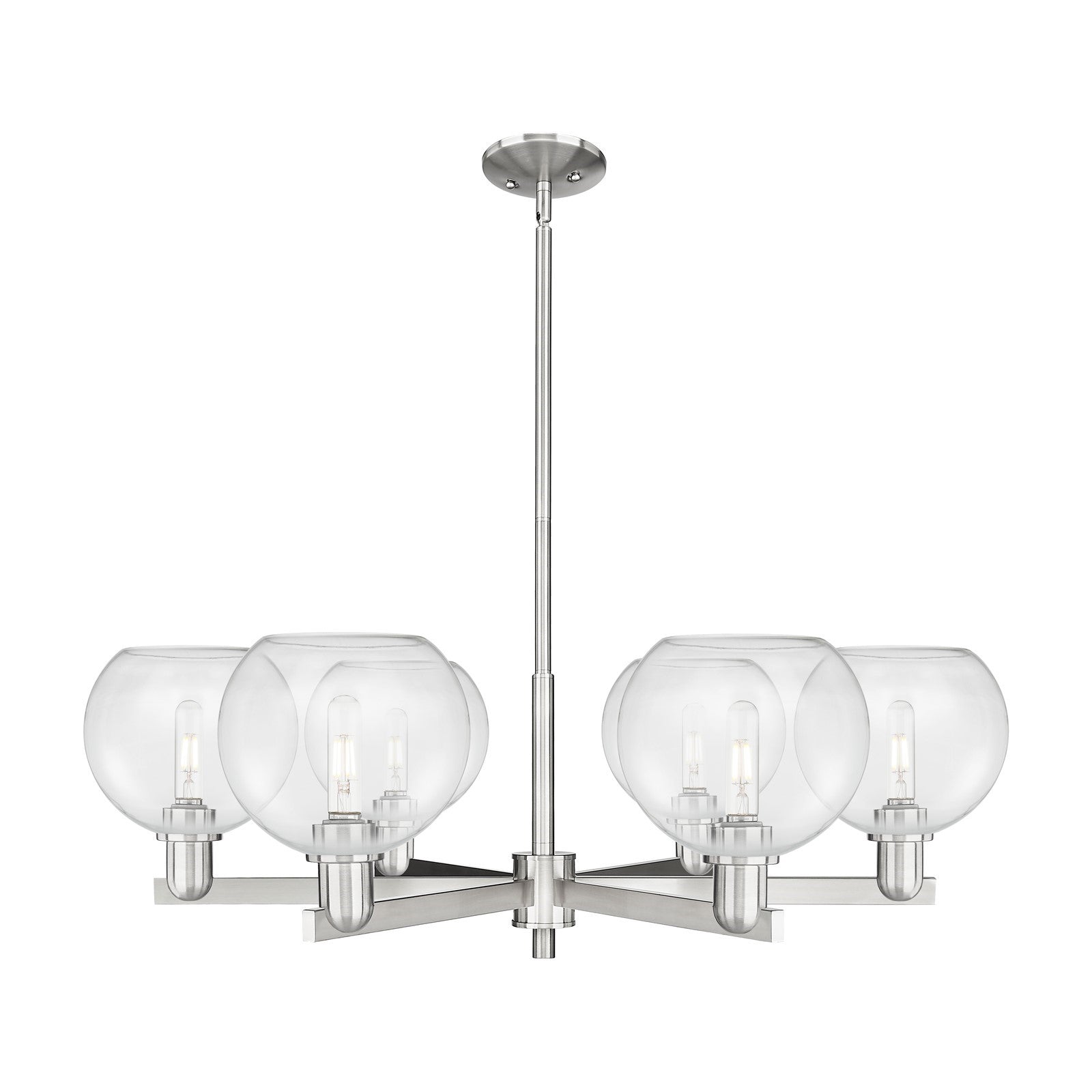 Innovations Athens 38in 6-Light Chandelier | Industrial Satin Nickel Steel and Clear Glass | Dining Room & Living Room | Model 716-6CR-SN-G122-8