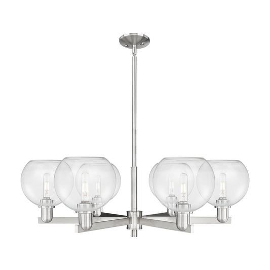 Innovations Athens 38in 6-Light Chandelier | Industrial Satin Nickel Steel and Clear Glass | Dining Room & Living Room | Model 716-6CR-SN-G122-8