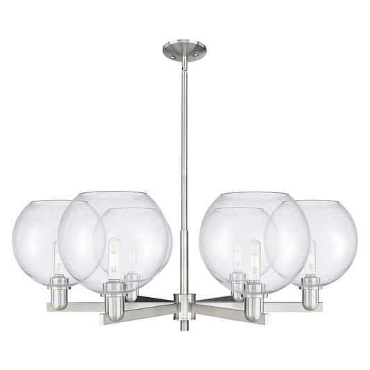 Innovations Athens 40in 6-Light Chandelier | Industrial Satin Nickel Steel and Seedy Glass | Dining Room & Living Room | Model 716-6CR-SN-G124-10