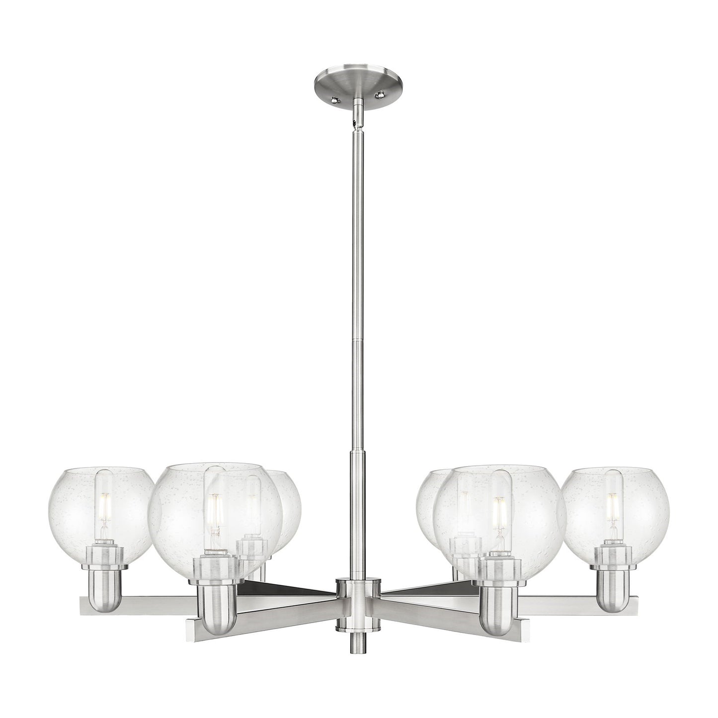 Innovations Athens 36in 6-Light Chandelier | Industrial Satin Nickel and Seedy Glass | Dining Room & Living Room | Model 716-6CR-SN-G124-6