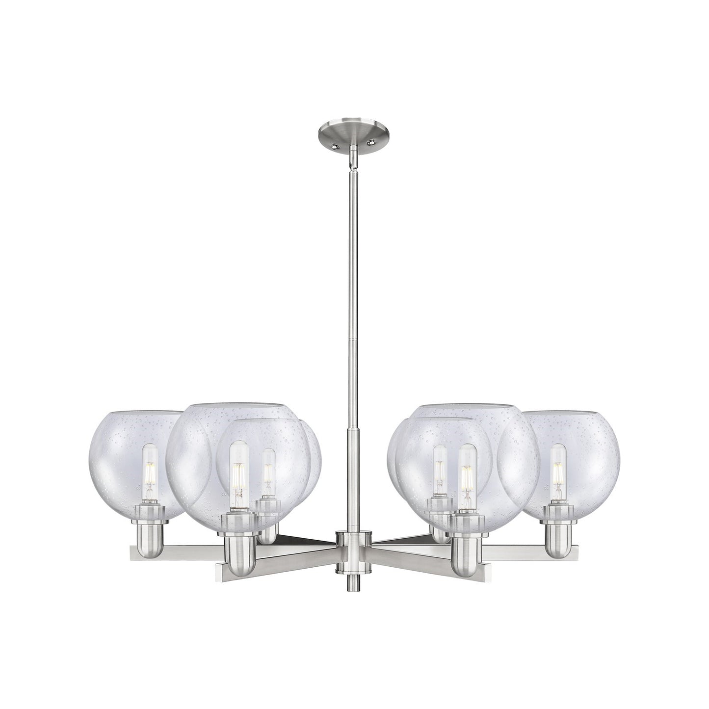 Innovations Athens 38in 6-Light Chandelier | Industrial Satin Nickel and Seedy Glass | Dining Room & Living Room | Model 716-6CR-SN-G124-8