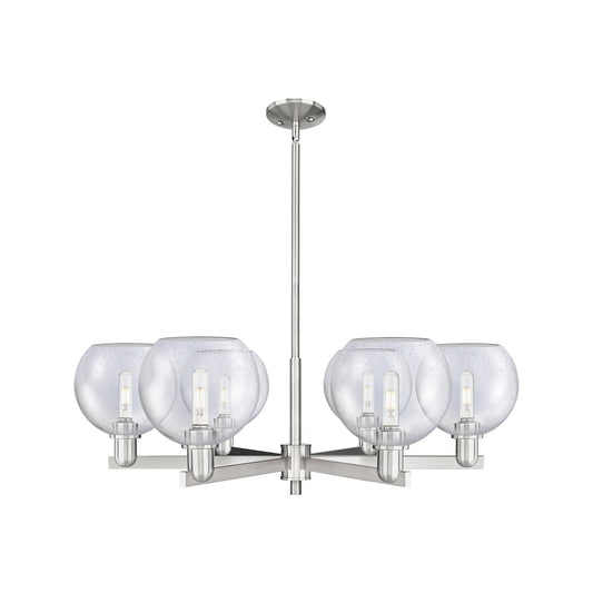 Innovations Athens 38in 6-Light Chandelier | Industrial Satin Nickel and Seedy Glass | Dining Room & Living Room | Model 716-6CR-SN-G124-8