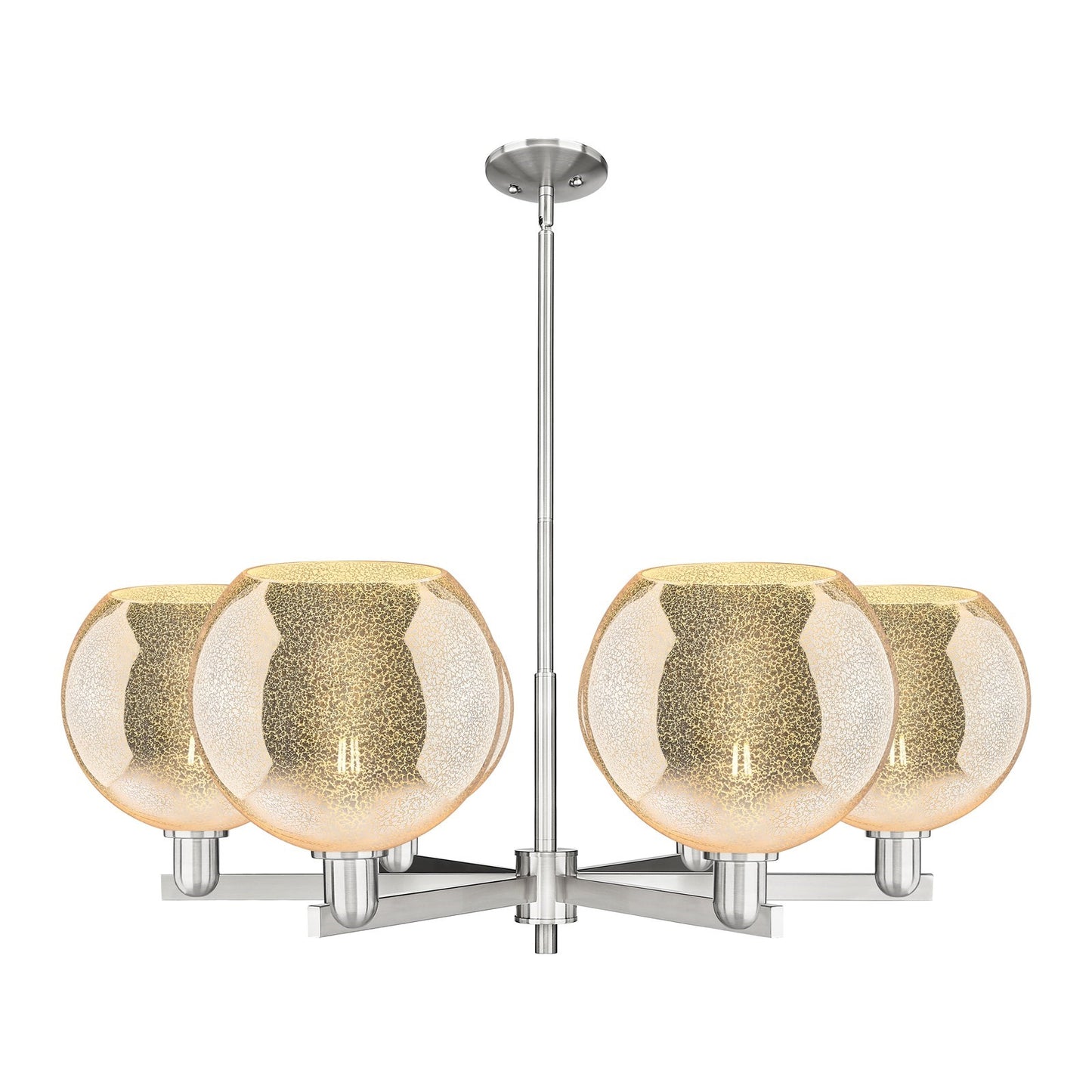 Innovations Athens 40in 6-Light Chandelier | Industrial Satin Nickel and Mercury Glass | Dining Room & Living Room | Model 716-6CR-SN-G128-10