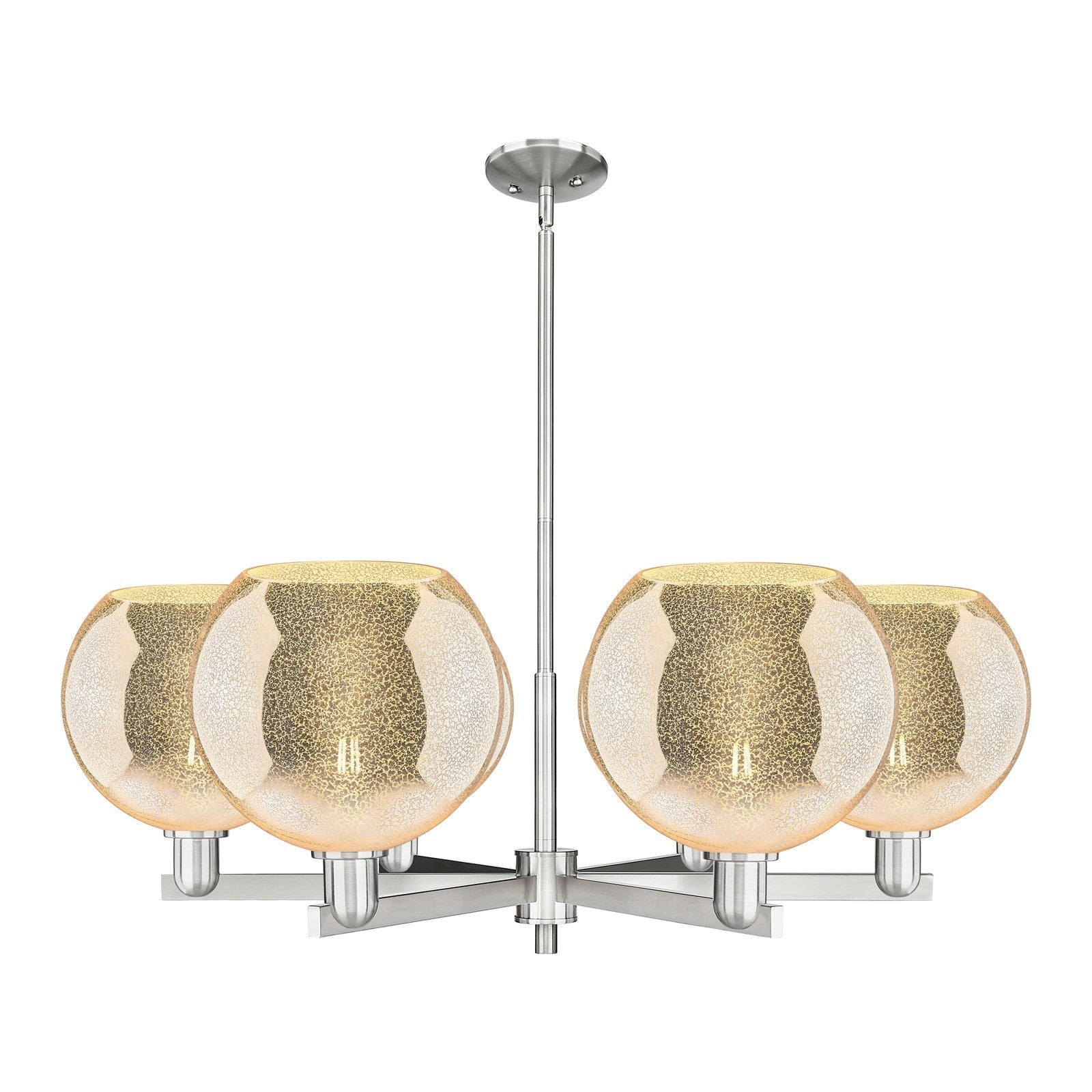Innovations Athens 40in 6-Light Chandelier | Industrial Satin Nickel and Mercury Glass | Dining Room & Living Room | Model 716-6CR-SN-G128-10