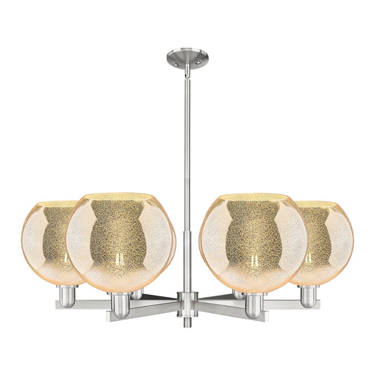 Innovations Athens 40in 6-Light Chandelier | Industrial Satin Nickel and Mercury Glass | Dining Room & Living Room | Model 716-6CR-SN-G128-10