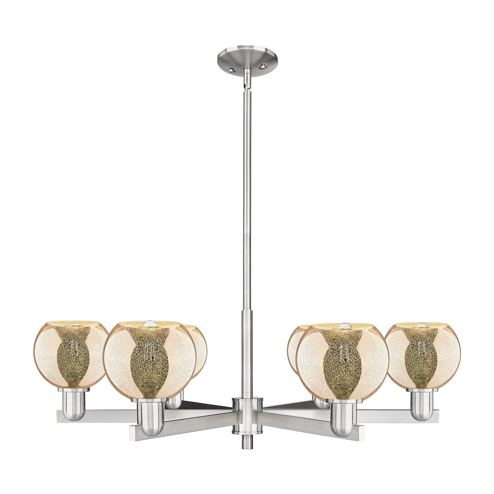 Innovations Athens 36in 6-Light Chandelier | Industrial Satin Nickel and Mercury Glass | Dining Room & Living Room | Model 716-6CR-SN-G128-6